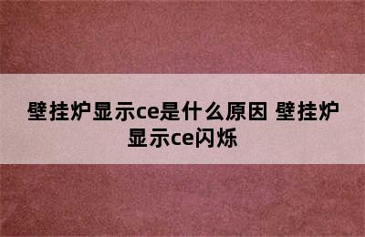 壁挂炉显示ce是什么原因 壁挂炉显示ce闪烁